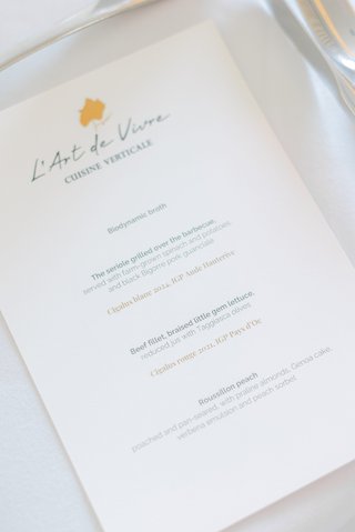 Menu de mariage au Château Menu de mariage au Château