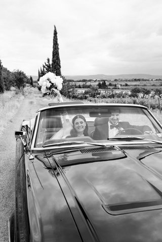 Newlyweds and a classic Jaguar Newlyweds and a classic Jaguar