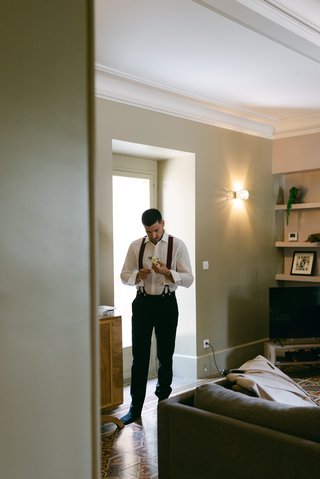 The groom is getting ready The groom is getting ready